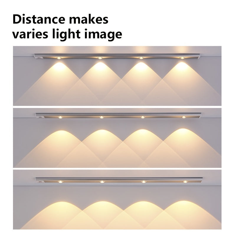 Ultra-thin LED motion sensor light with stepless dimming, 3 color modes, USB charging