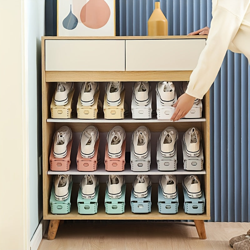 3-Tier Plastic Shoe Rack – Space-Saving & Adjustable Height