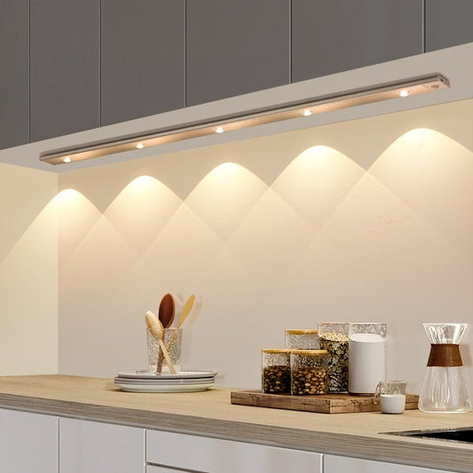 Ultra-thin LED motion sensor light with stepless dimming, 3 color modes, USB charging